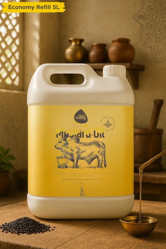 Vedika Organics Extra Virgin Kachi  Ghani Mustard Oil (5 litre)