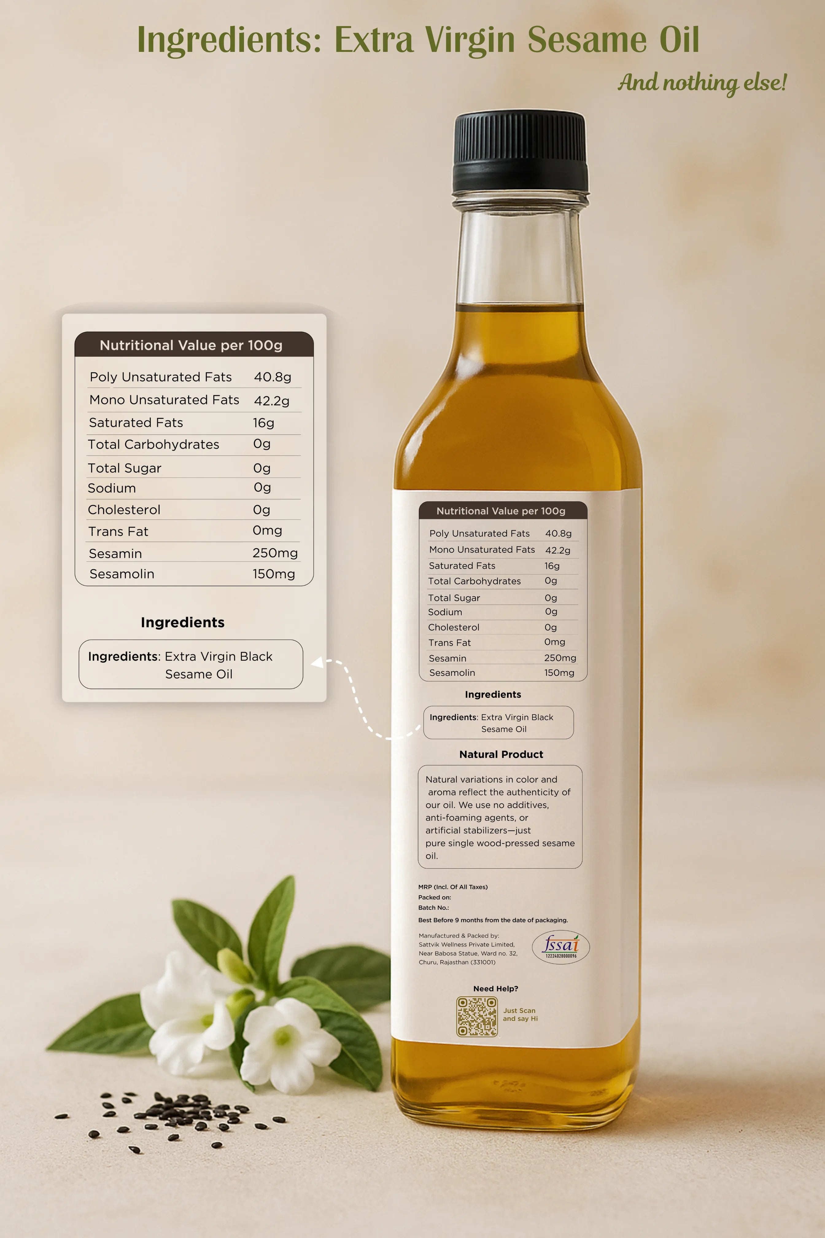 Vedika Organics Extra Virgin Sesame Oil (1 litre)