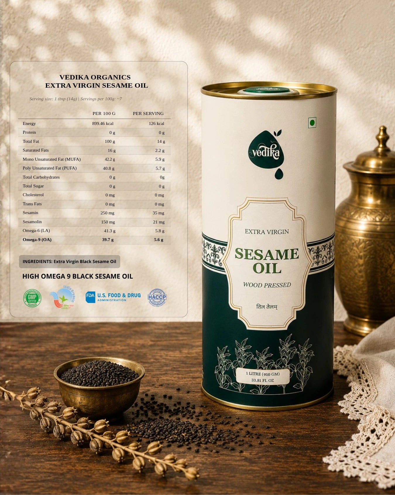 Vedika Organics Extra Virgin Sesame Oil (1 litre)
