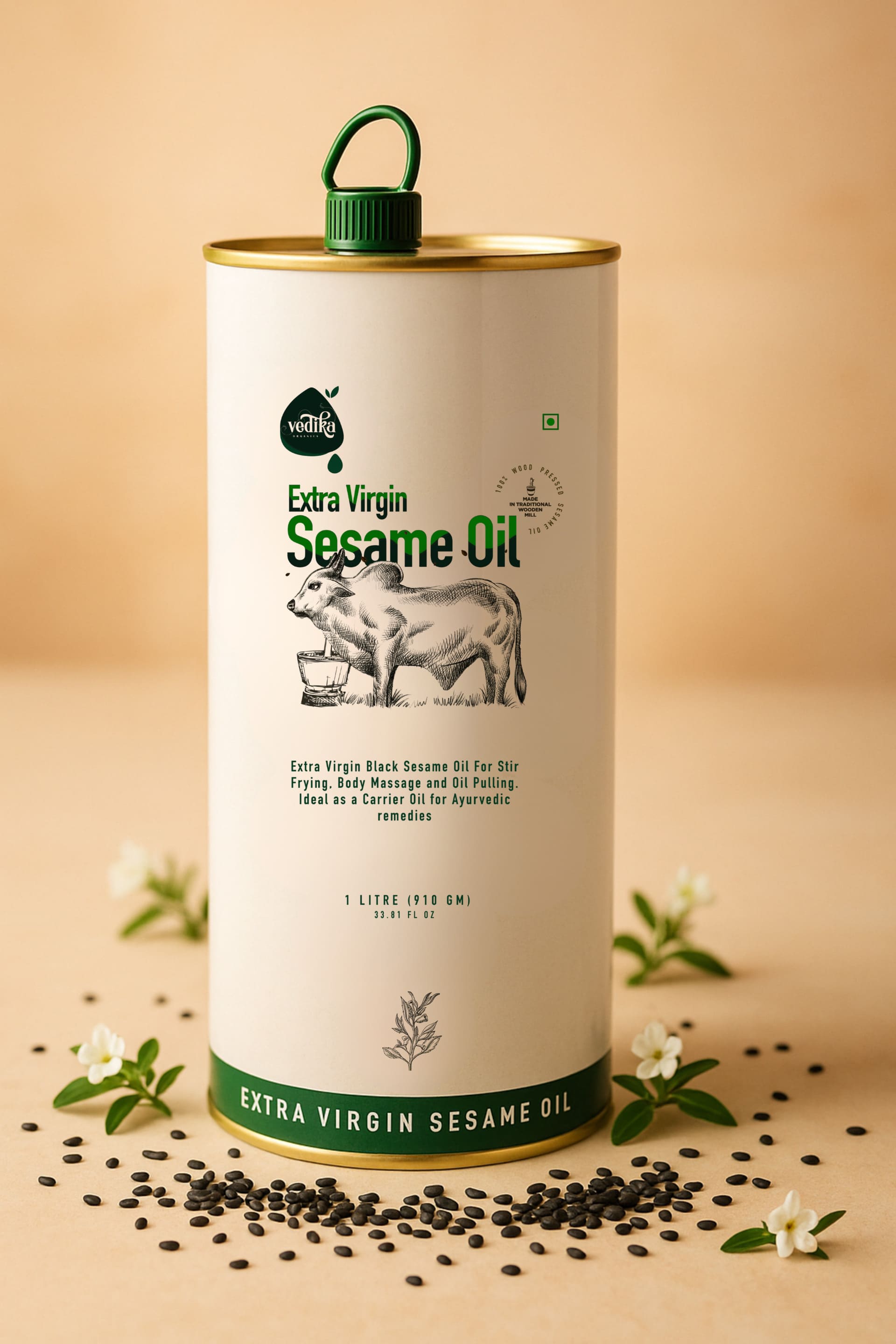 Vedika Organics Extra Virgin Sesame Oil  (1_litre) Tin