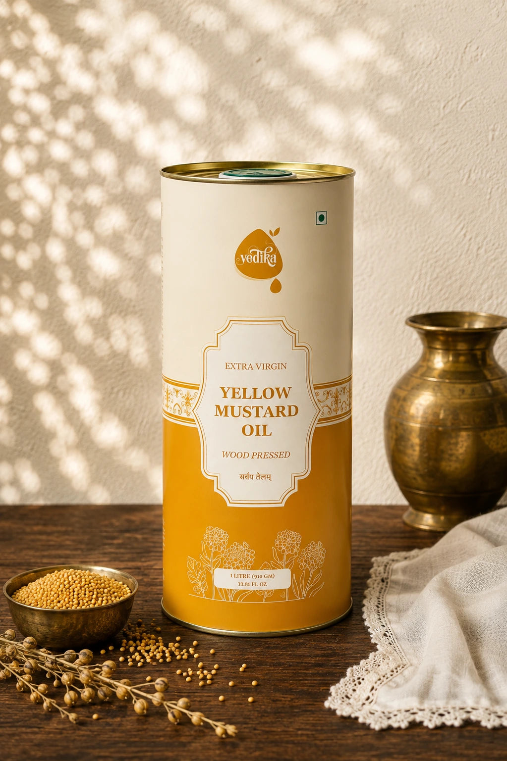 Vedika Organics Extra Virgin Yellow Mustard Oil (1 litre)