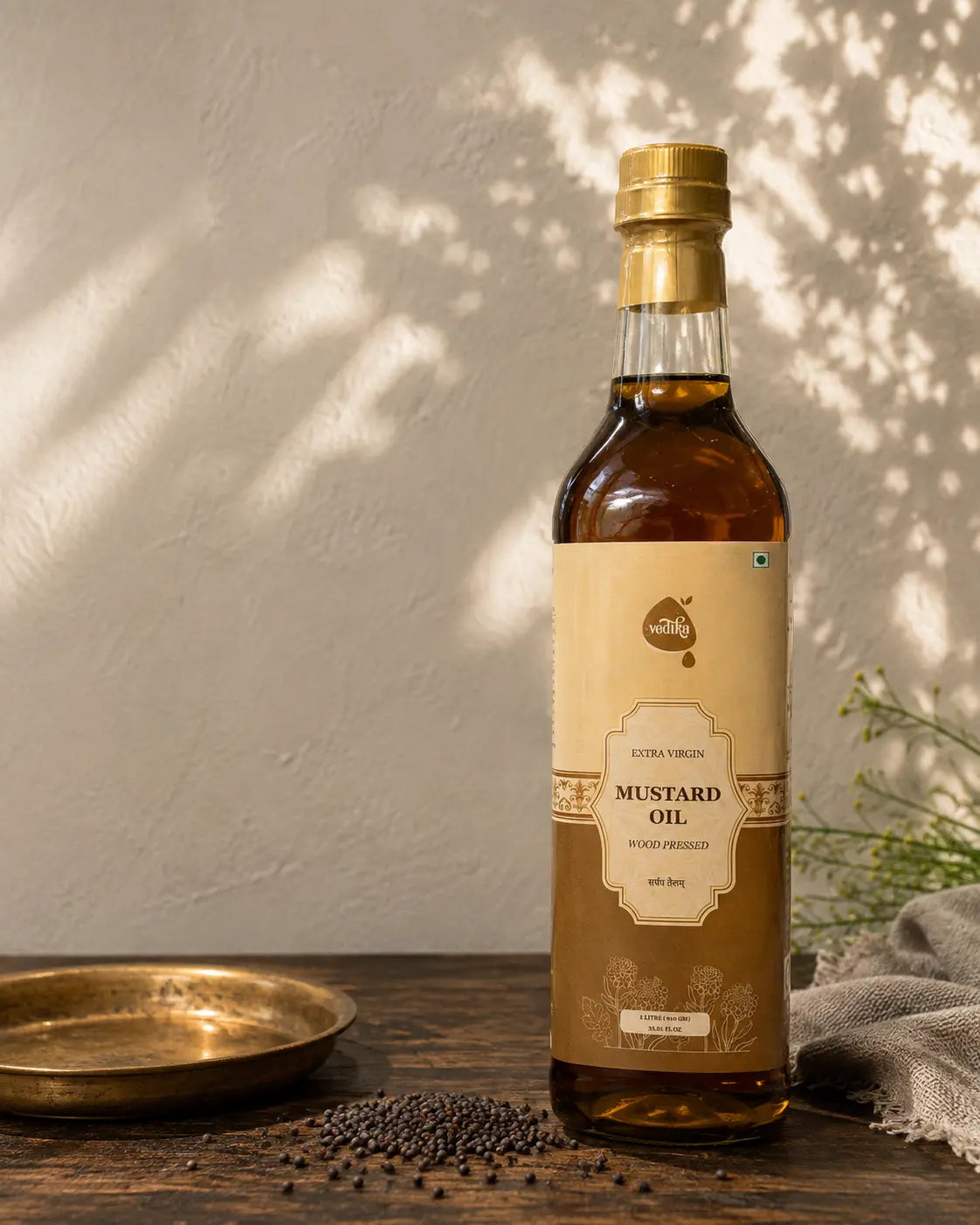 Vedika Organics Extra Virgin Kachi  Ghani Mustard Oil (1 litre)