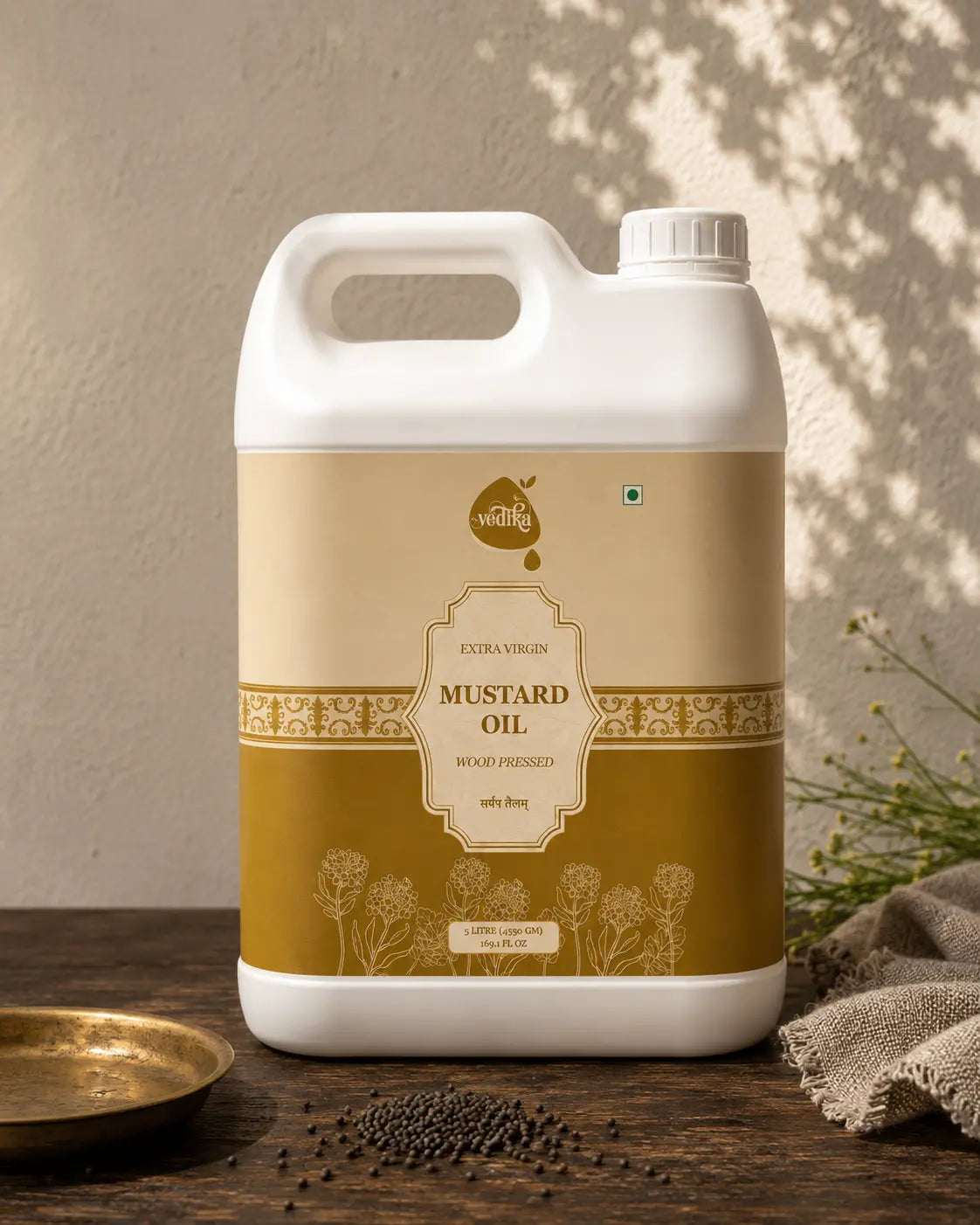 Vedika Organics Extra Virgin Kachi  Ghani Mustard Oil (5 litre)