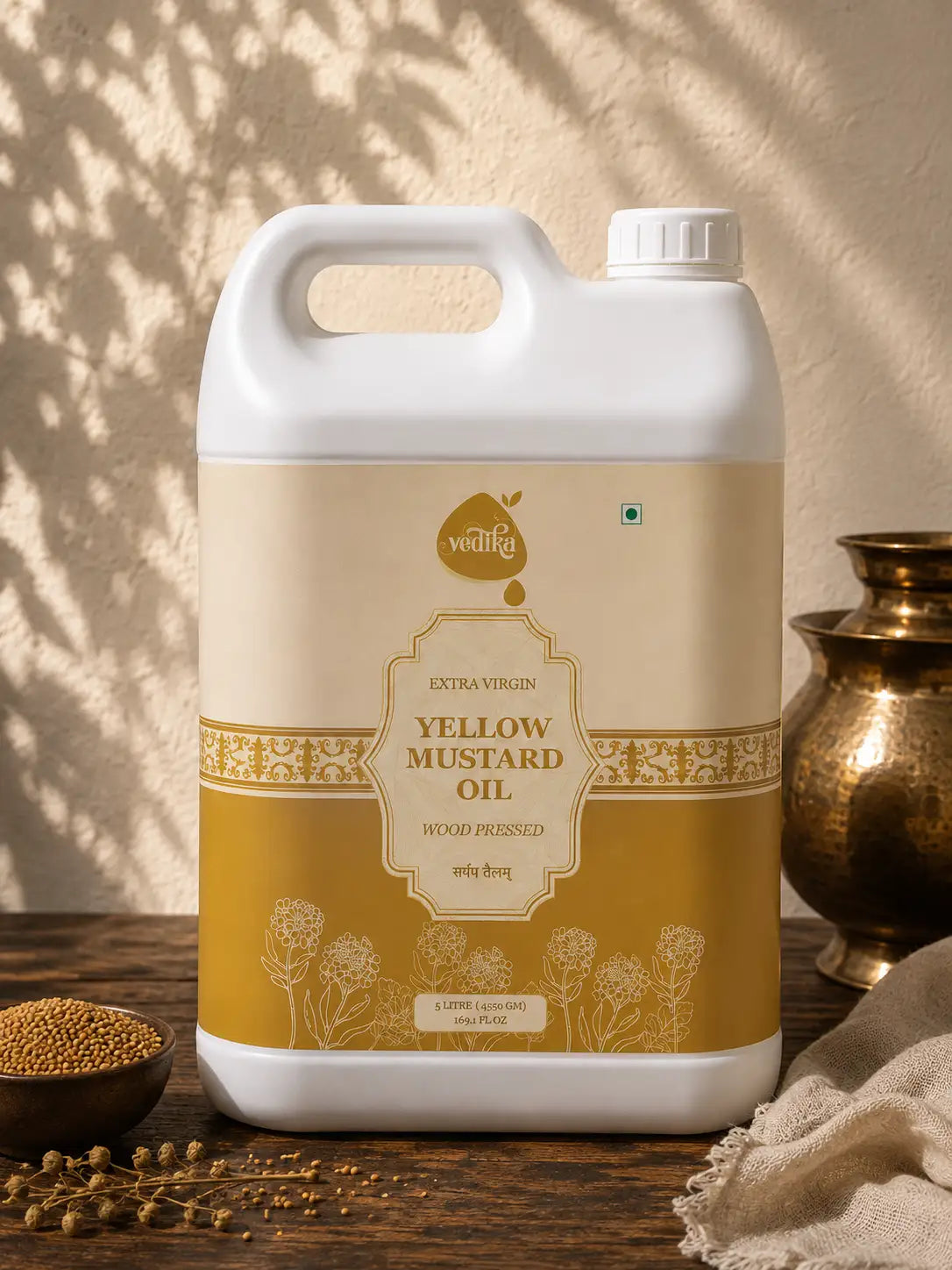 Vedika Organics Extra Virgin Yellow Mustard Oil (5 litre)